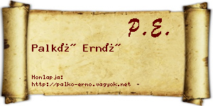 Palkó Ernő névjegykártya